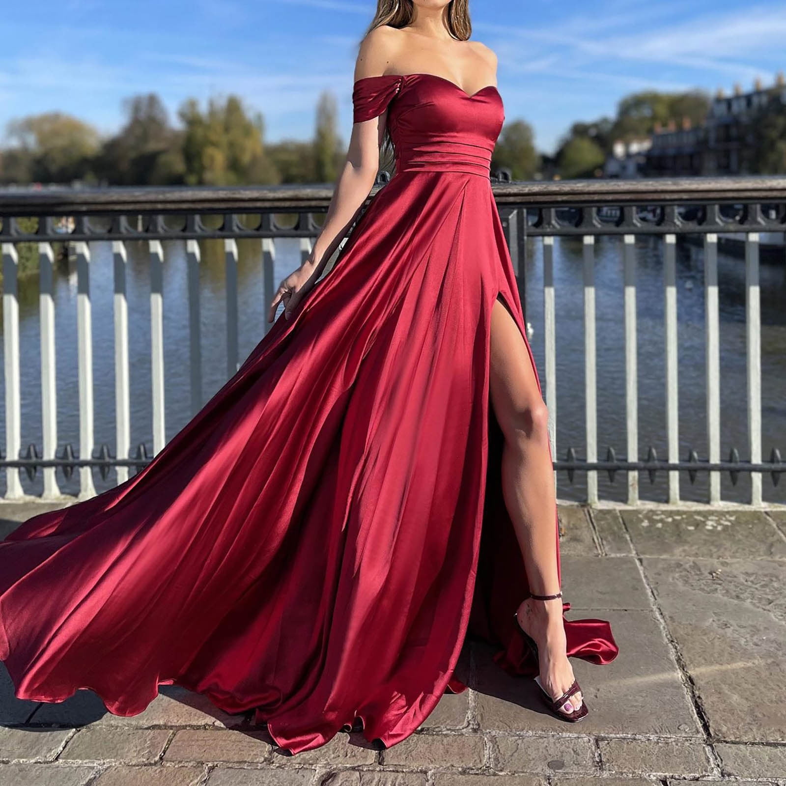 red semi formal dress